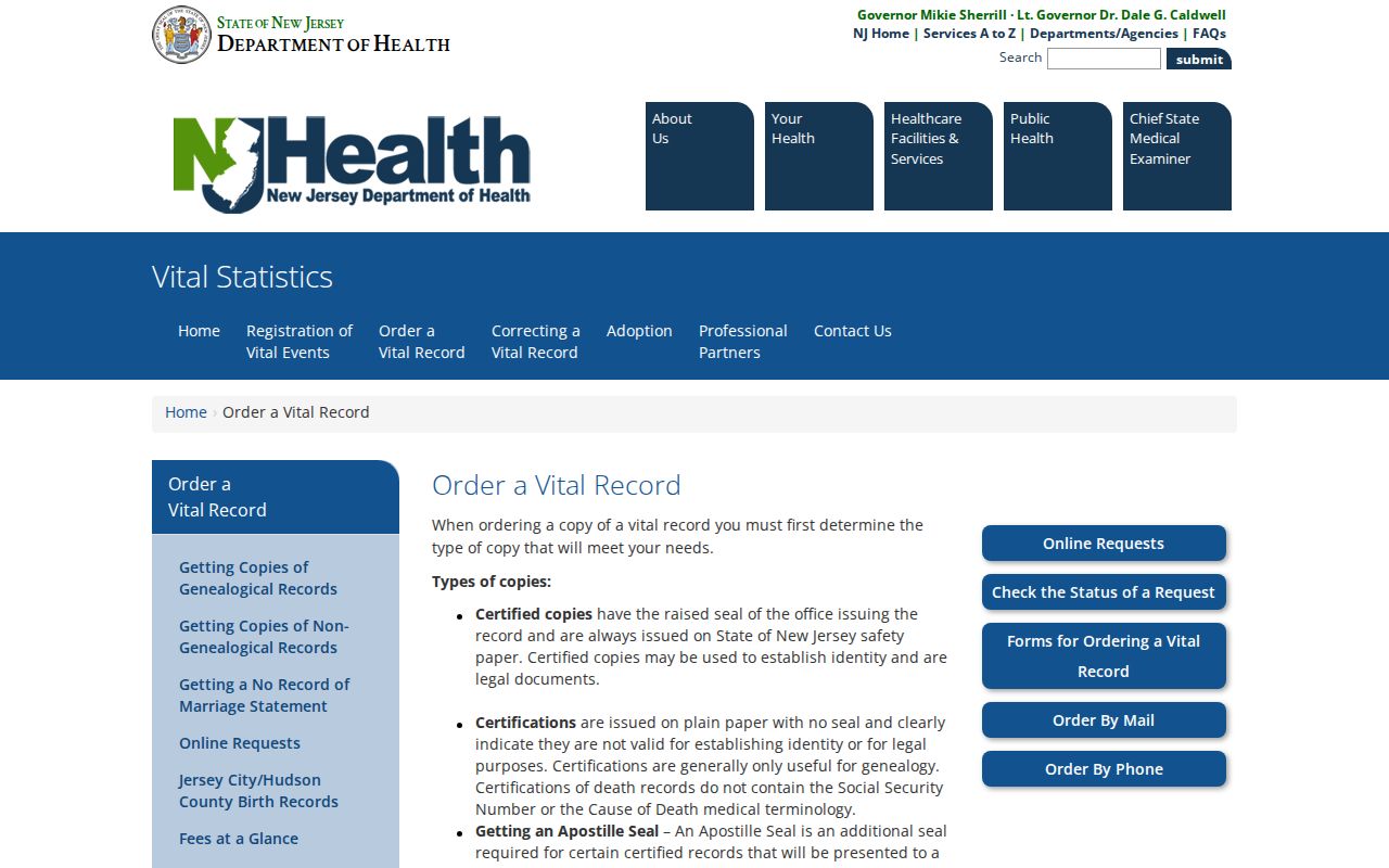 Monroe Township residents directory New Jersey vital record application