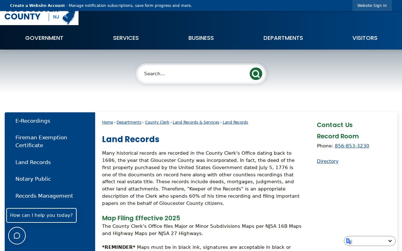 Monroe Township previous residents Gloucester County grantor grantee land-record instructions
