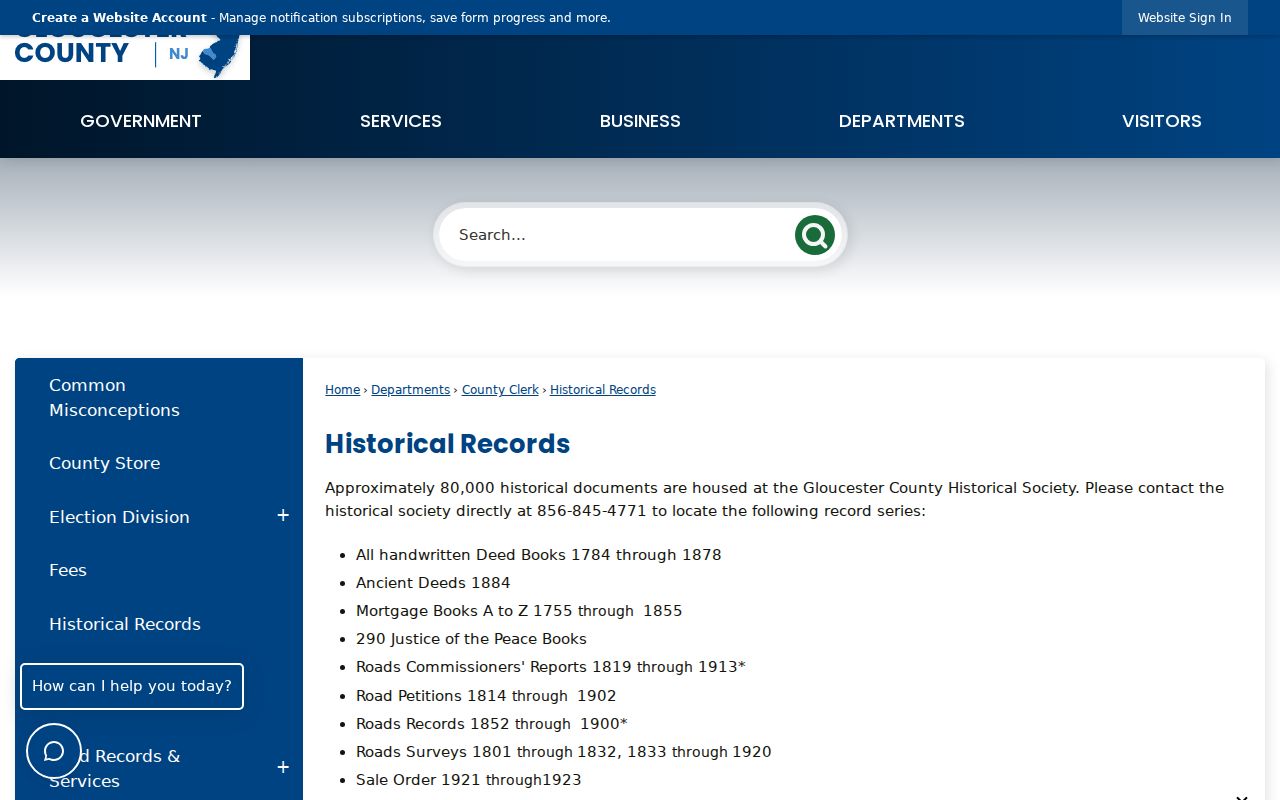 Monroe Township previous residents Gloucester County historical records holdings page