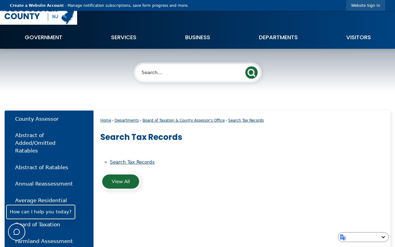 Monroe Township ZIP code directory tax-record search entry point